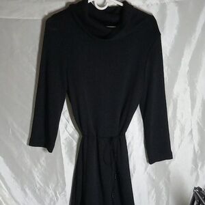 CDC Collared women's black dress with string belt size 14
